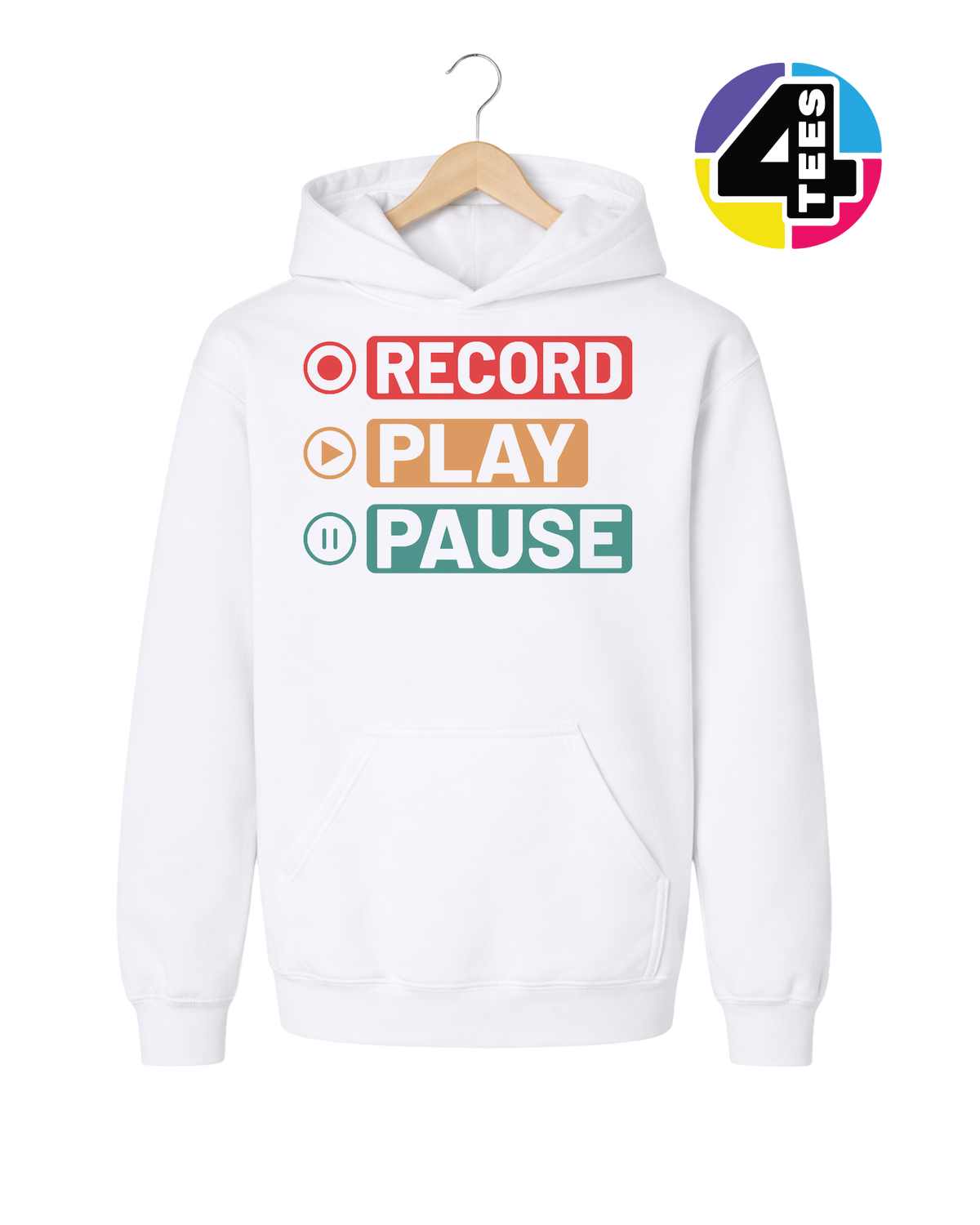 Record, Play & Pause Youth Hoodie