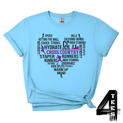 Cross Country Typography Heart