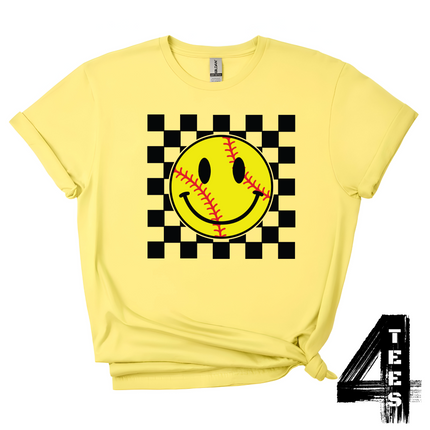 Softball Retro Smiley Face