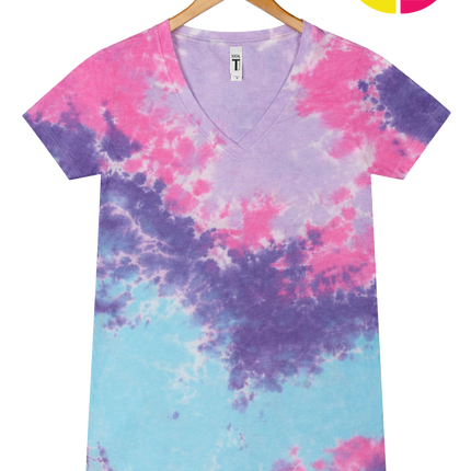 ColorTone Women's Tie-Dyed V-Neck T-Shirt