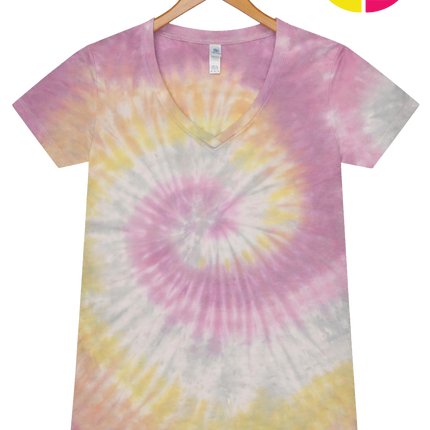 ColorTone Women's Tie-Dyed V-Neck T-Shirt