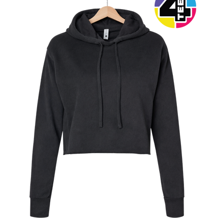 Next Level Women's Laguna Sueded Raw Edge Crop Hoodie Sweatshirt