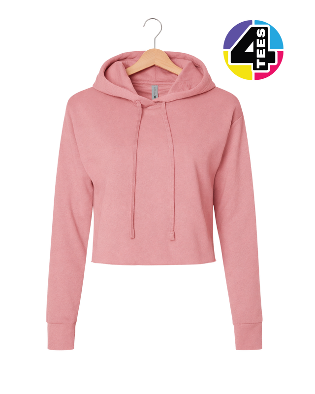 Next Level Women's Laguna Sueded Raw Edge Crop Hoodie Sweatshirt
